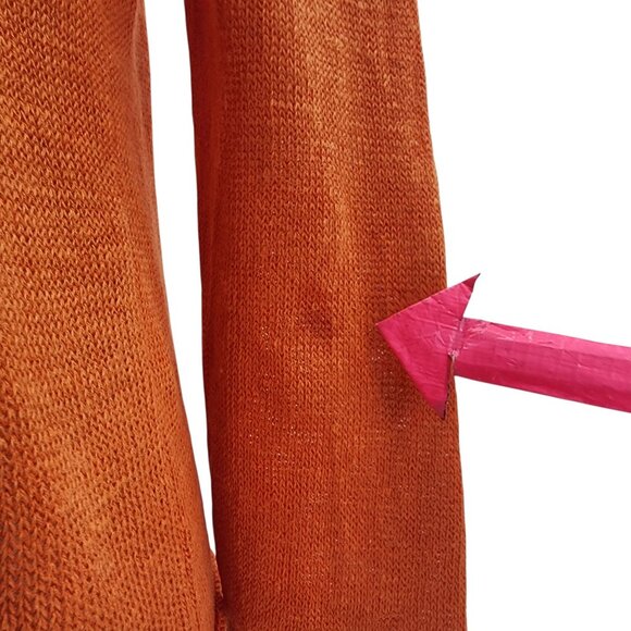 Eileen Fisher Womens Medium Sweater Linen Lightweight Orange Long Sleeve Preppy - Picture 6 of 11